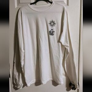 Turn On Tune In Veg Out White T-Shirt XL Long Sleeve 100% Cotton Medium Weight